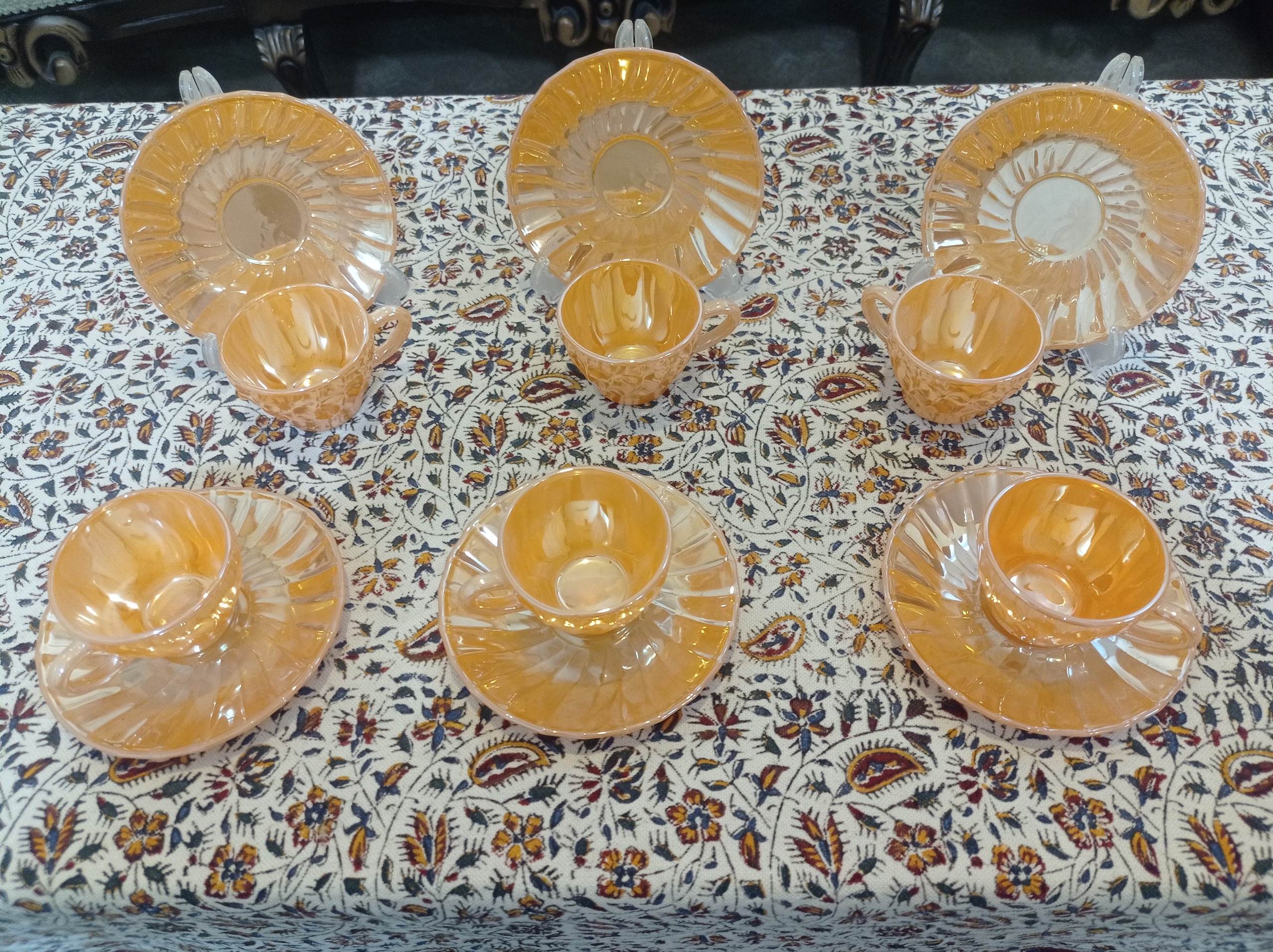 سرویس کامل یک دست فنجان نعلبکی طلایی مکزیکی اصل