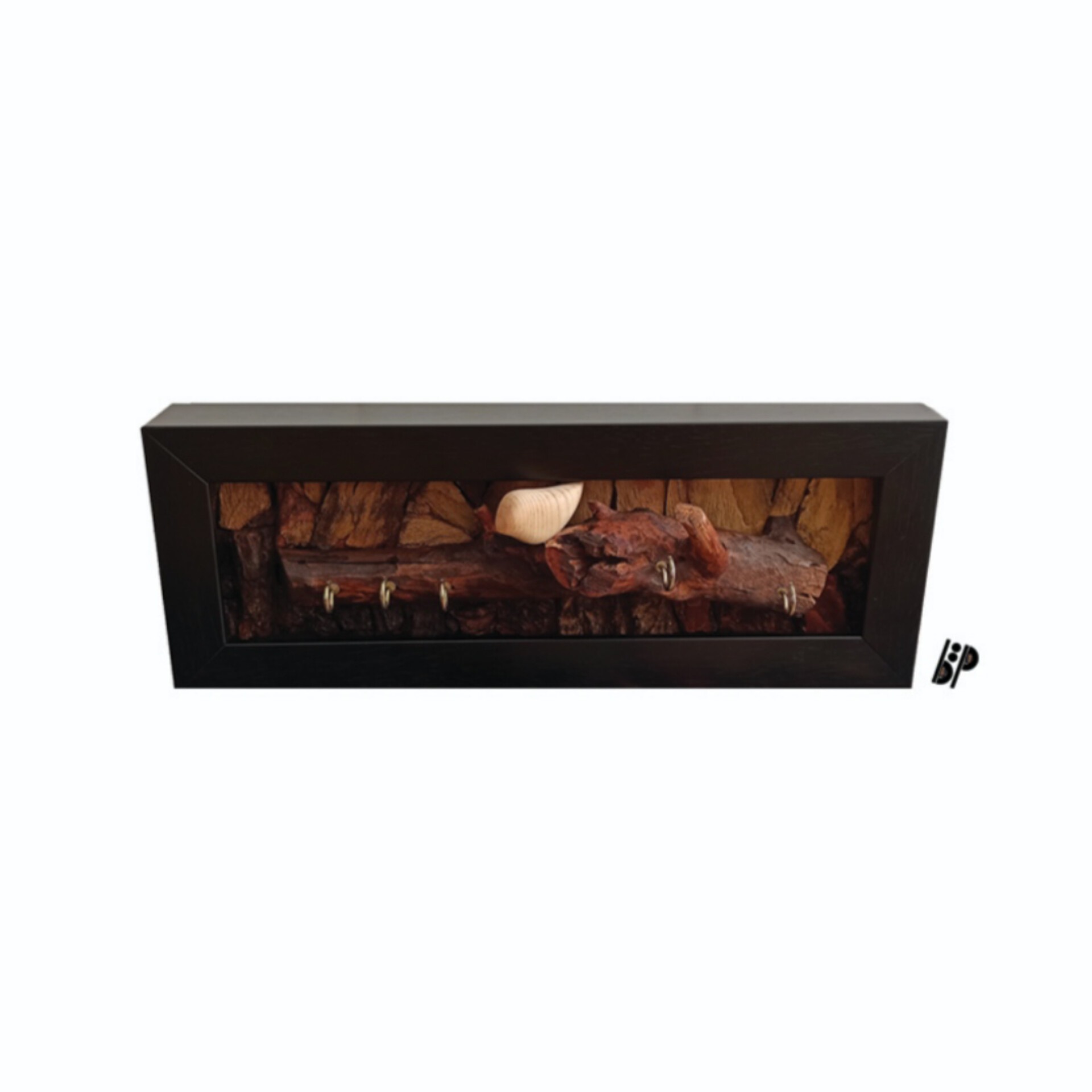 جاکلیدی دیواری چوبی دست ساز با پرنده روشن