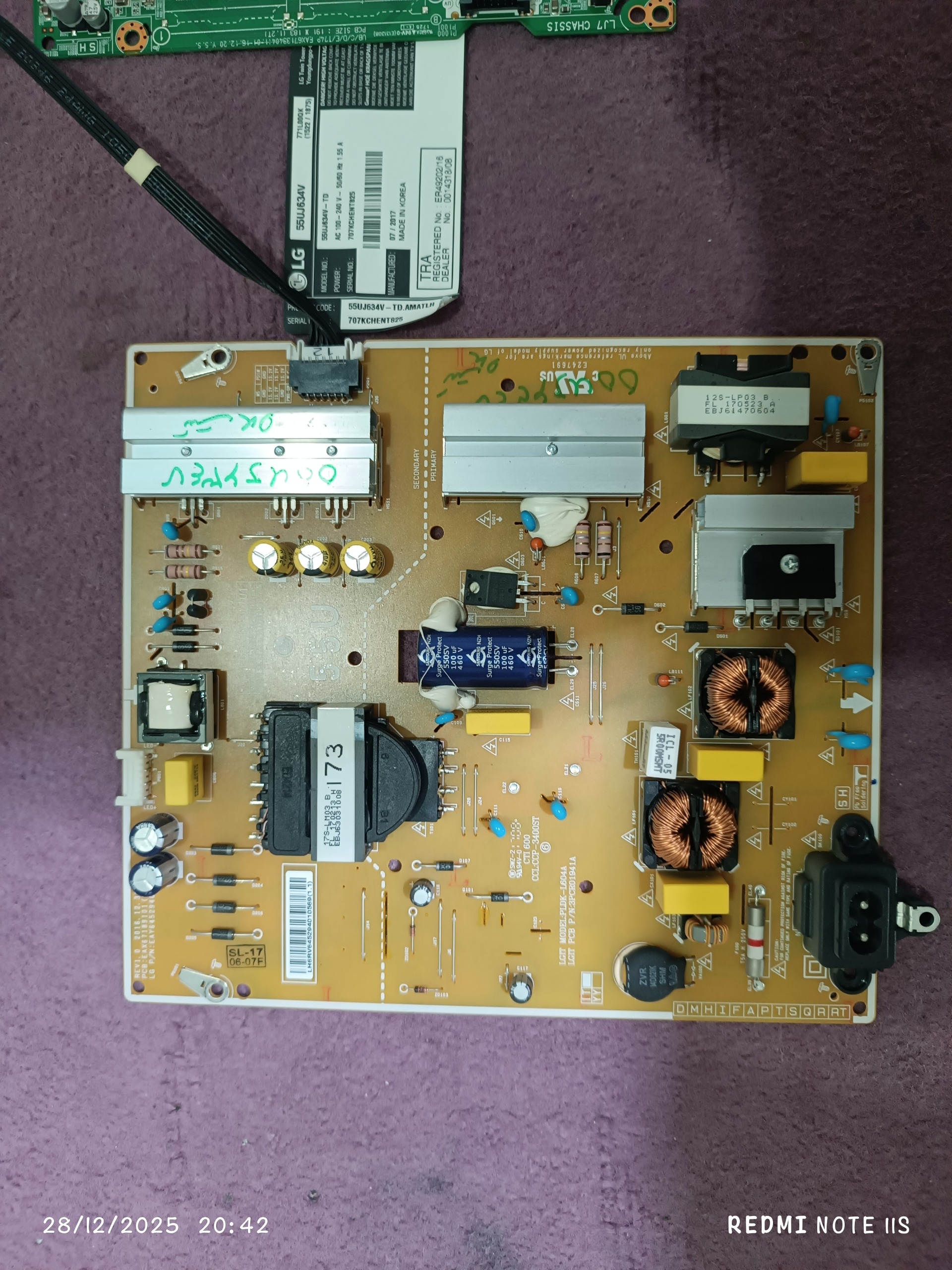 پاور تلویزیون الجی مدل 55uj634v