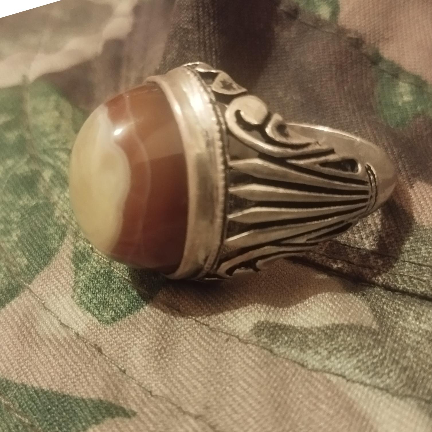 انگشتر عقیق دو پوست دست ساز