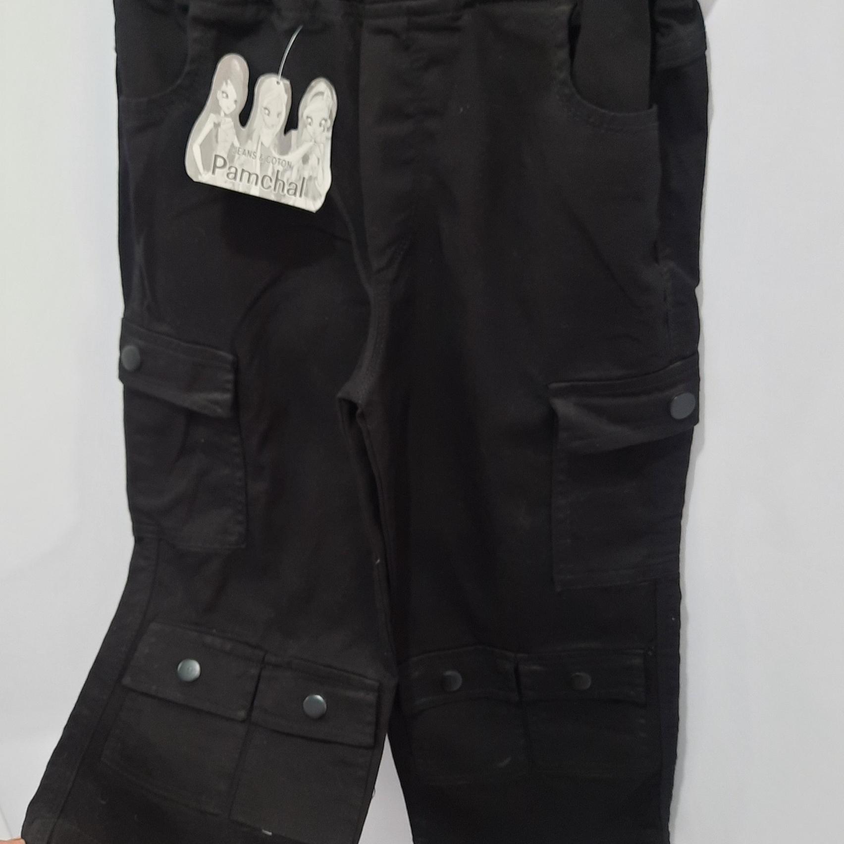 شلوار کارگو دخترانه مشکی سایز 85