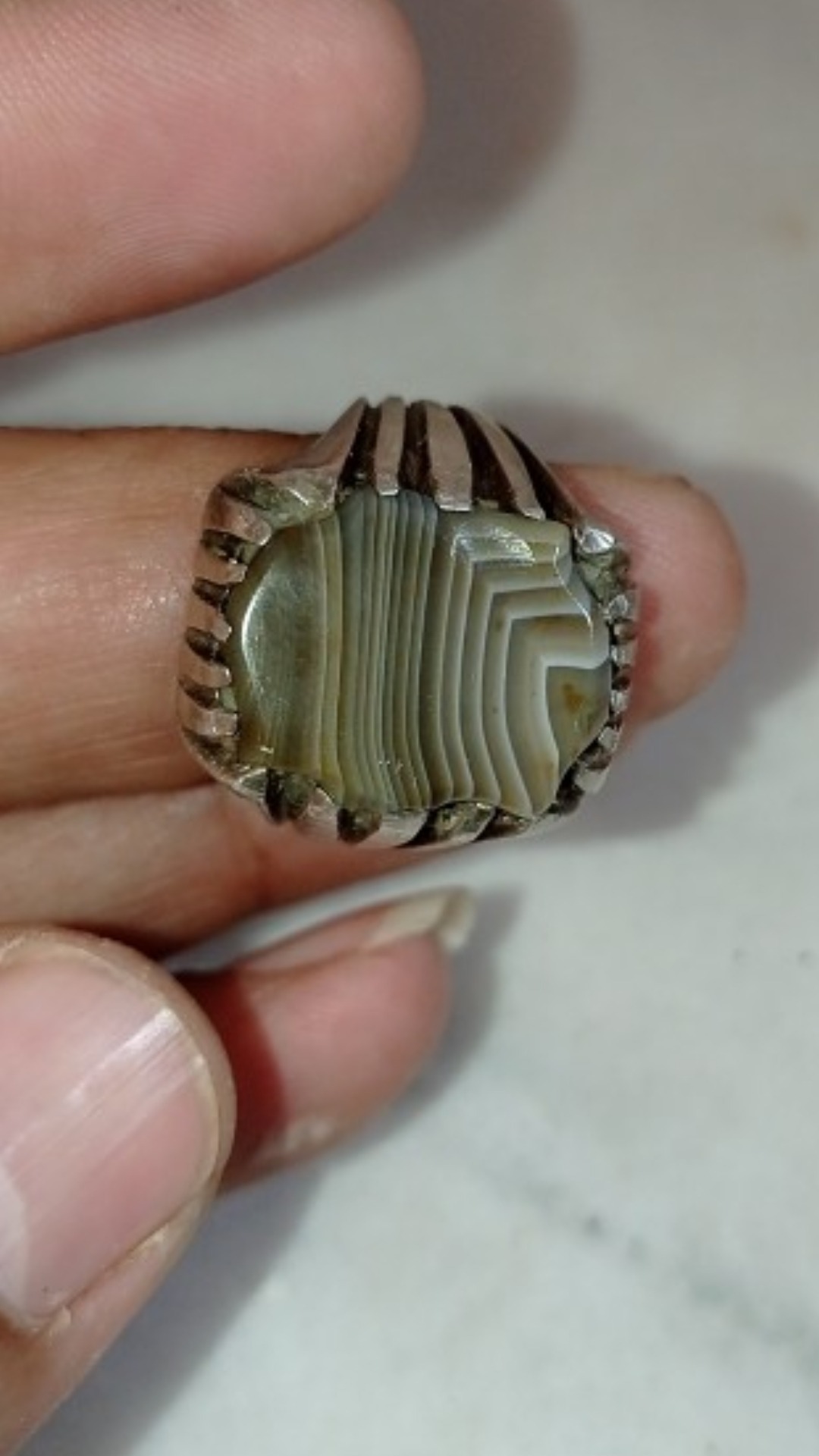 انگشتر نگین مهره سلیمانی کهنه