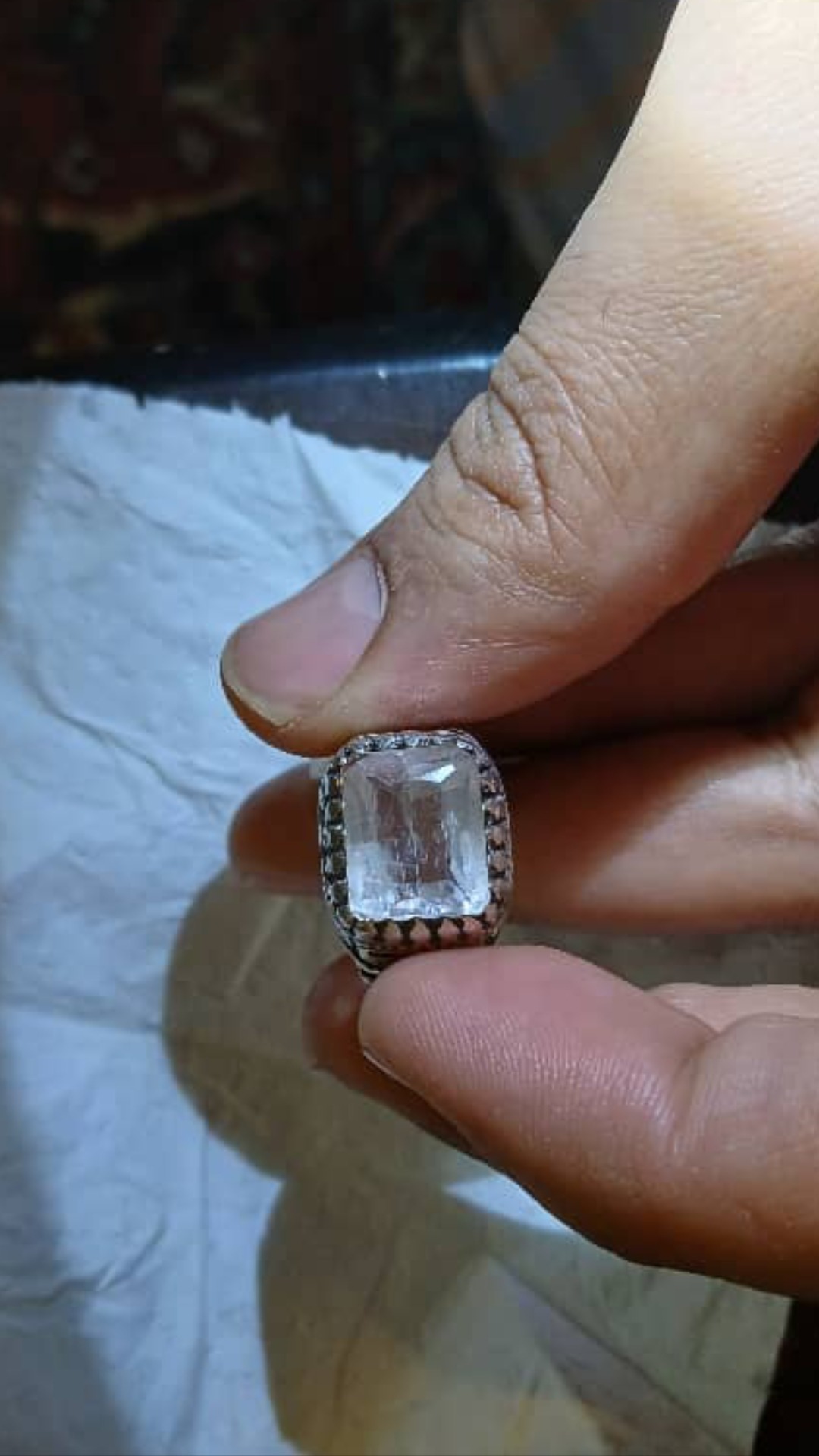 انگشتر رکاب فیصل نگین سفید