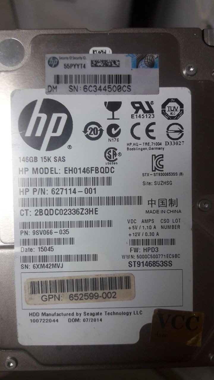 hdd HP 146GB 6G SAS 15K SFF SC Enterprise