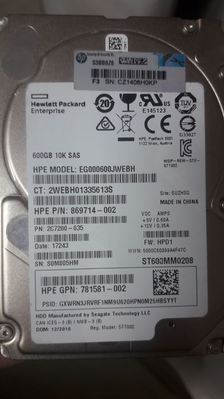 HDD HP 600GB 12G DS 10K