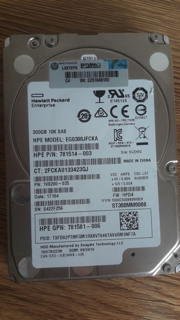 HPE 300GB SAS 12G Ent 10K SFF