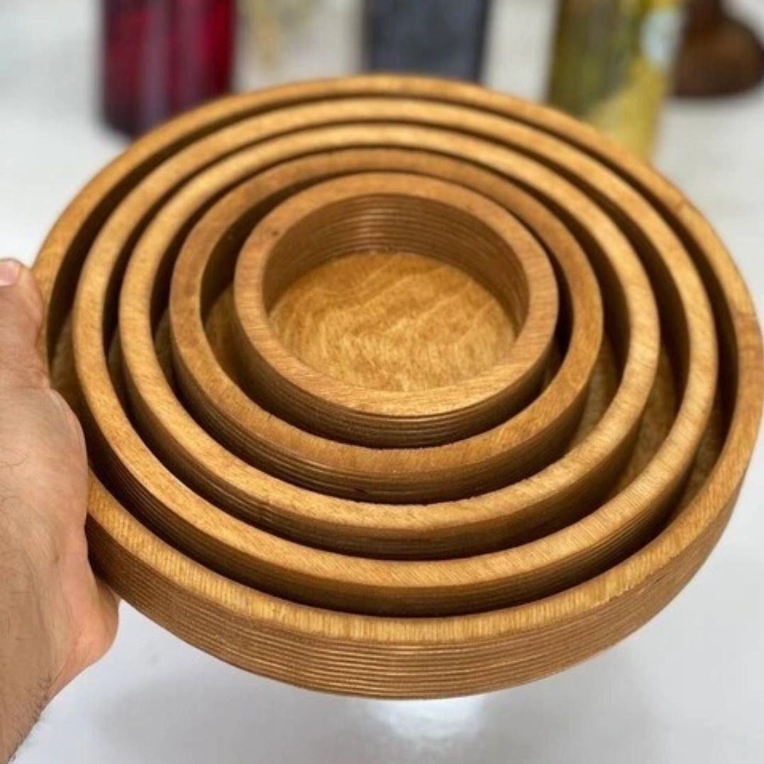 سینی 5 تیکه طرح دایره چوبی
