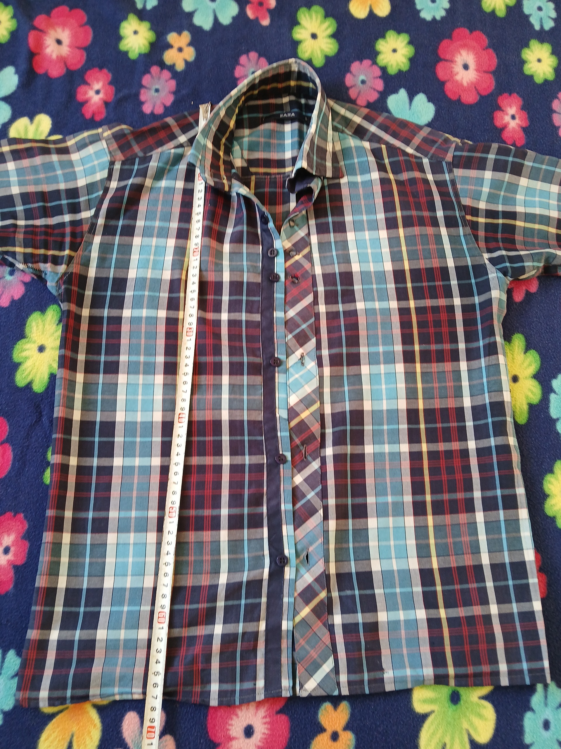 پیراهن چهار خانه ابی