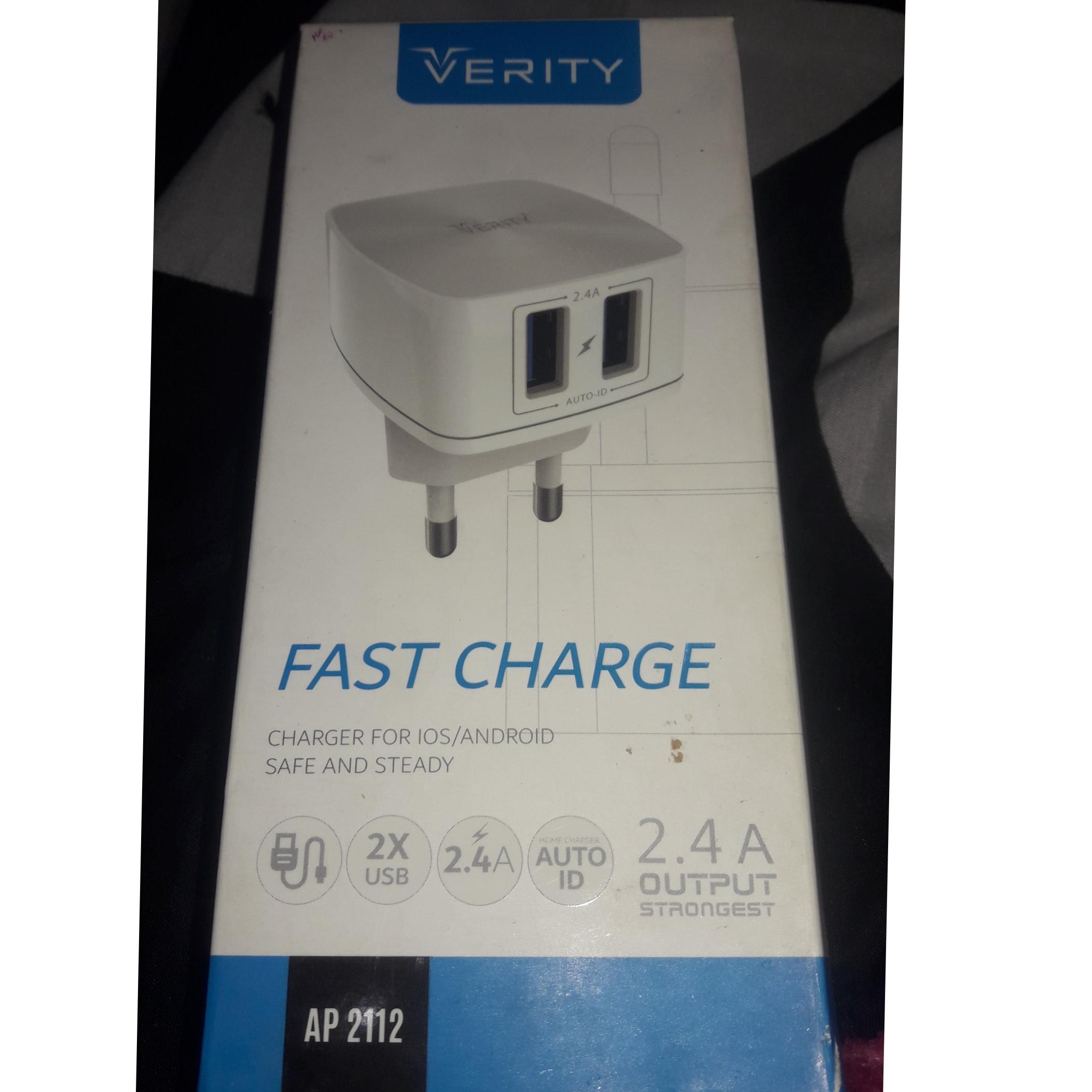 شارژرverity فست شارژ AP2112 با کابل micro usb
