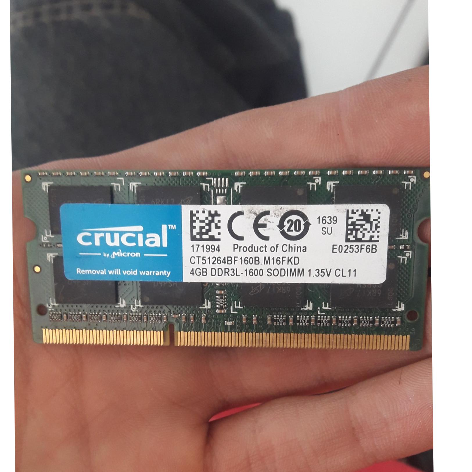 مزایده رم کامپیوتر کروشیال 4گیگ DDR3L-1600