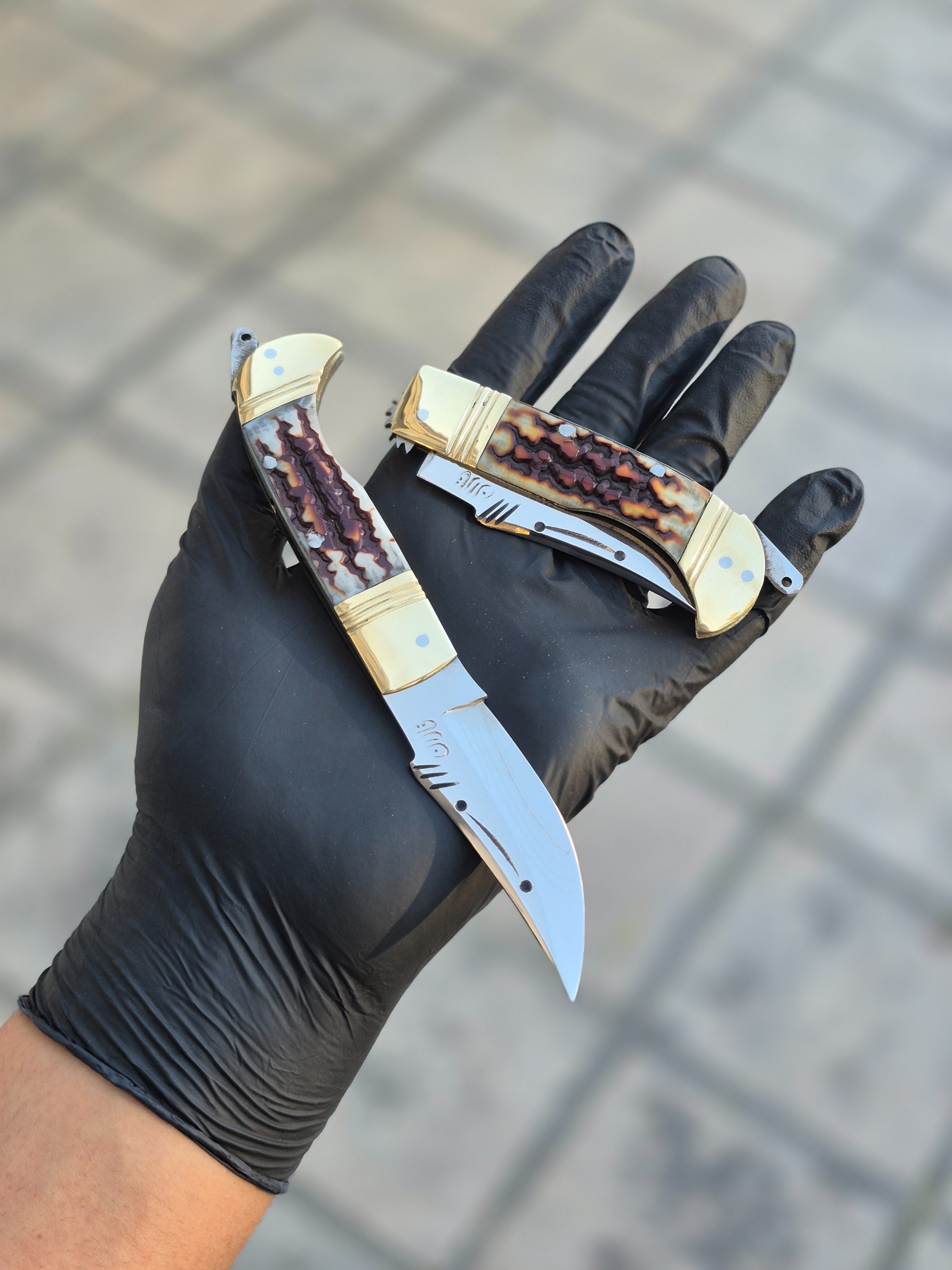 چاقوی جیبی دندهای استاد تاران طرح شاخ(7دنده)