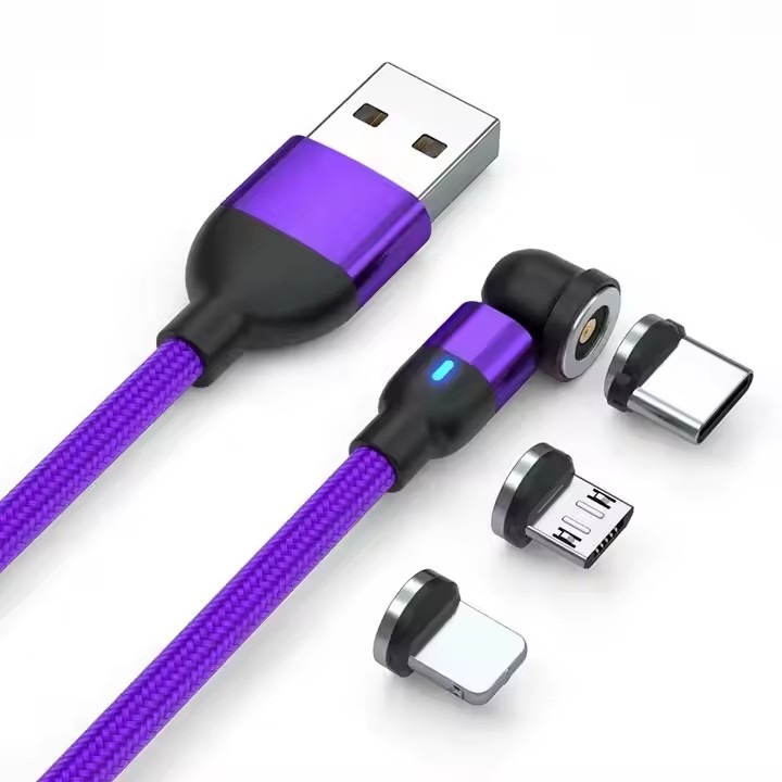 کابل شارژ مگنتی 3 سری تایپ C ، میکرو و ios_ بنفش