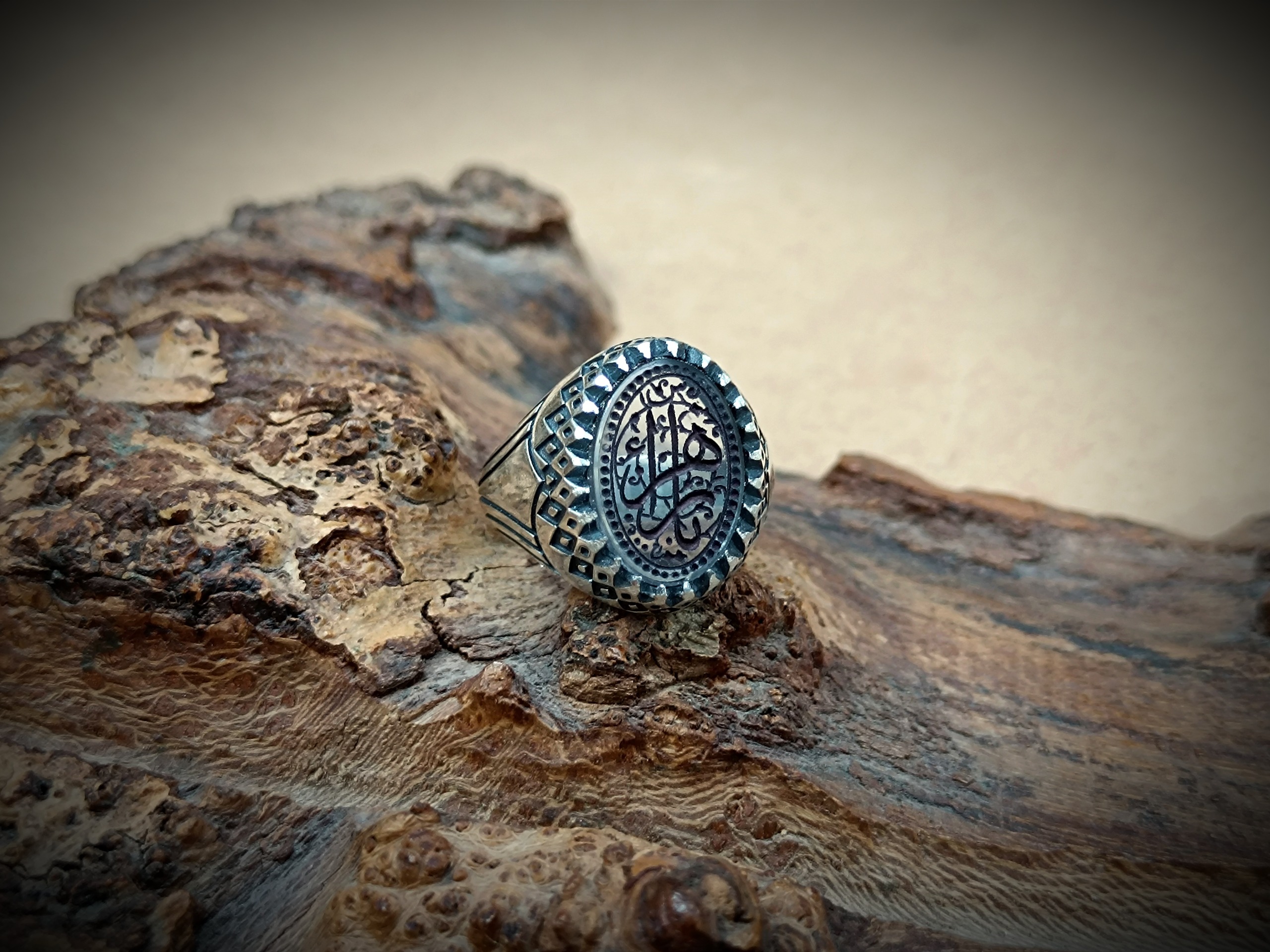 انگشتر نقره مردانه با نگین درنجف ذکر یا زهرا س