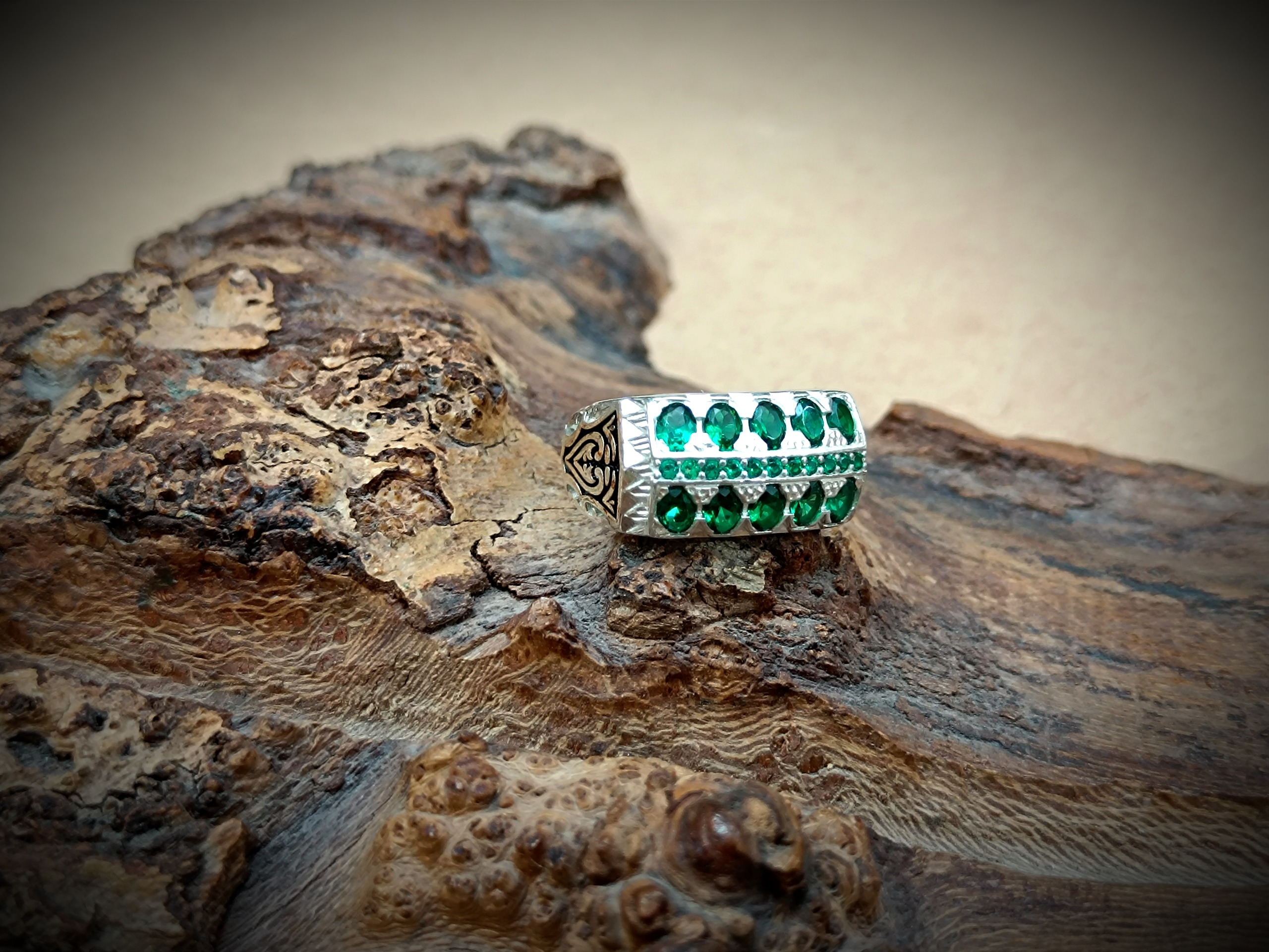 انگشتر نقره مردانه چند جواهر