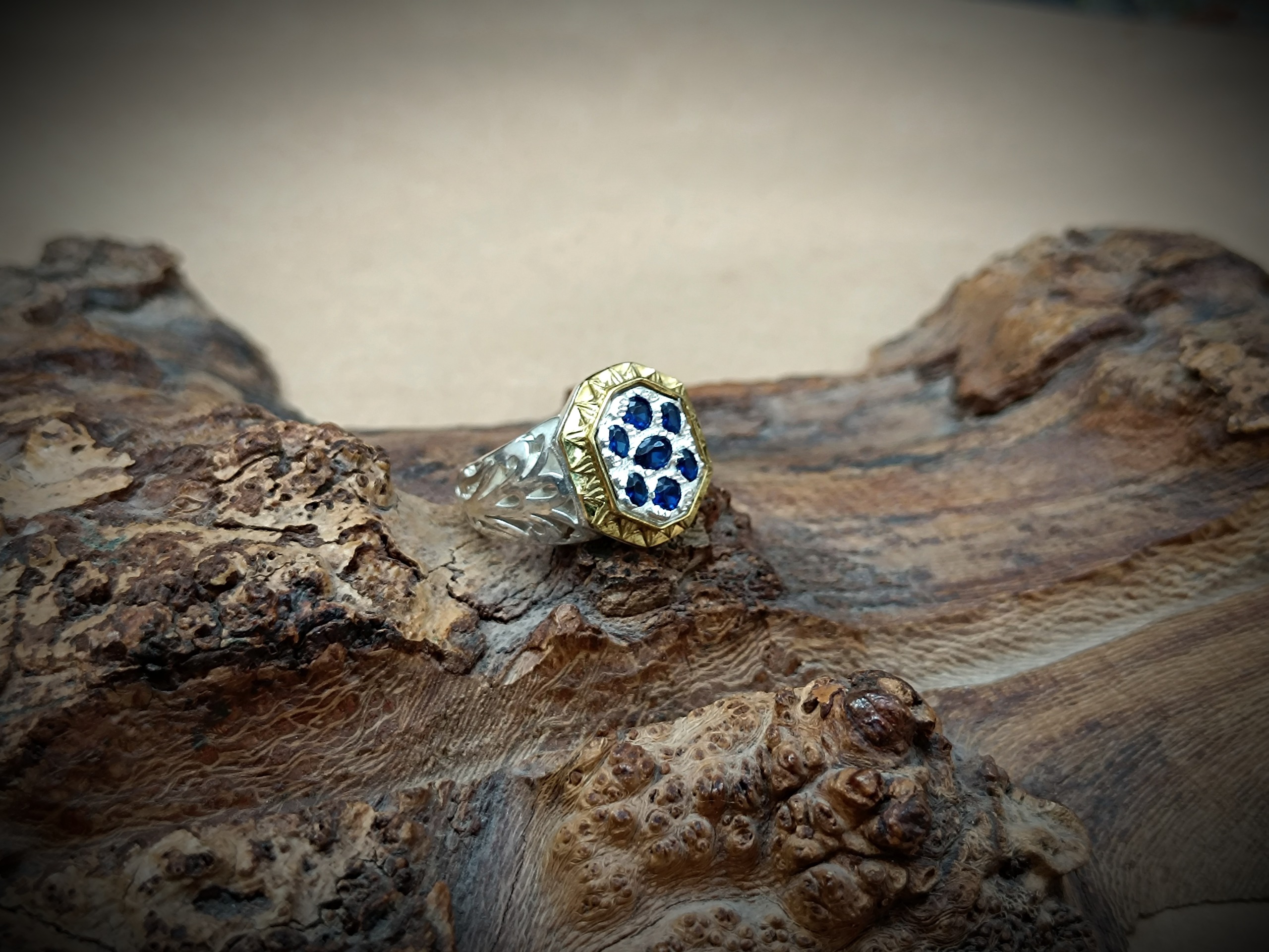 انگشتر نقره چندجواهر مردانه