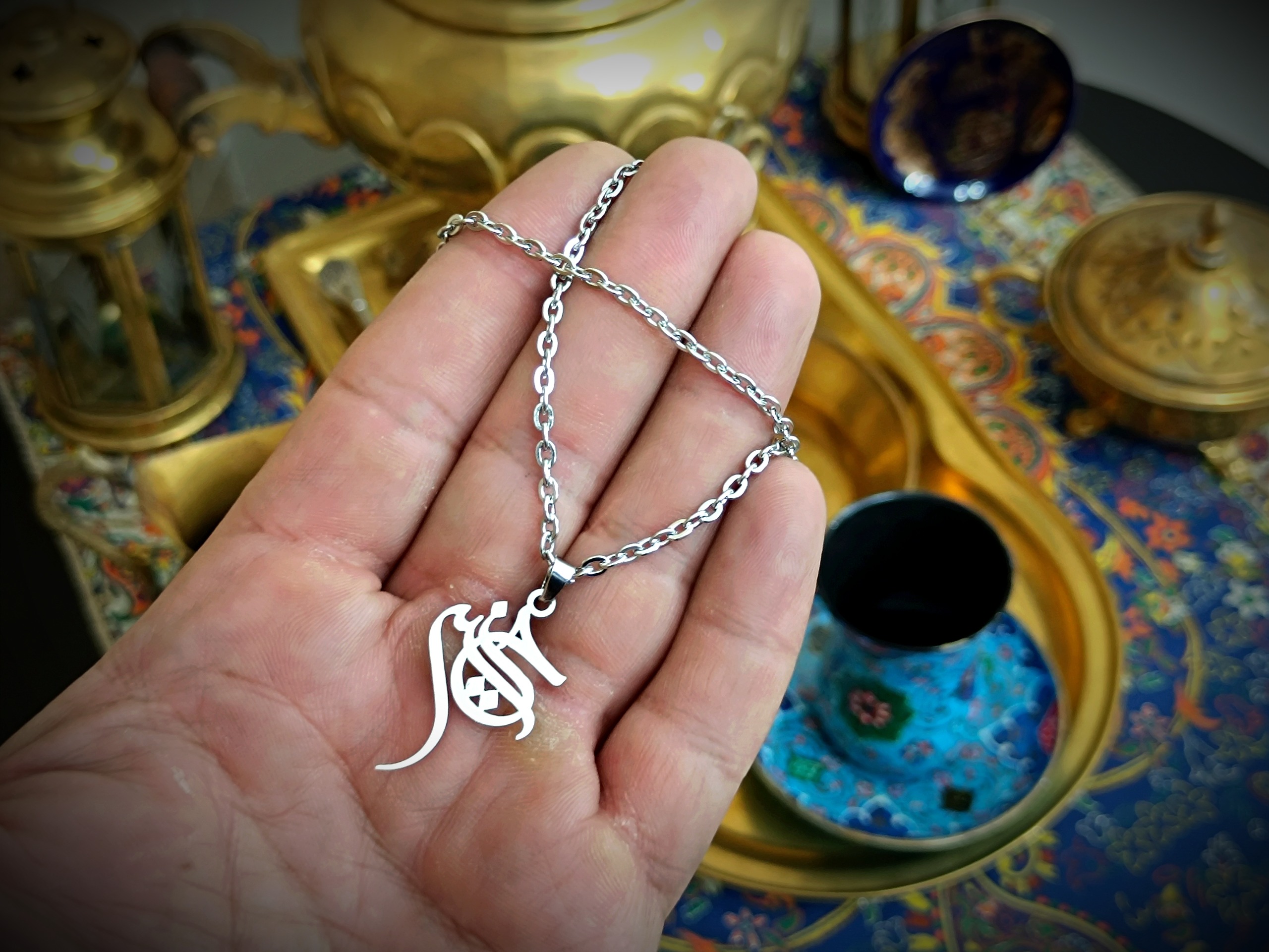 زنجیر و پلاک گردنی استیل طرح یا حسین ع