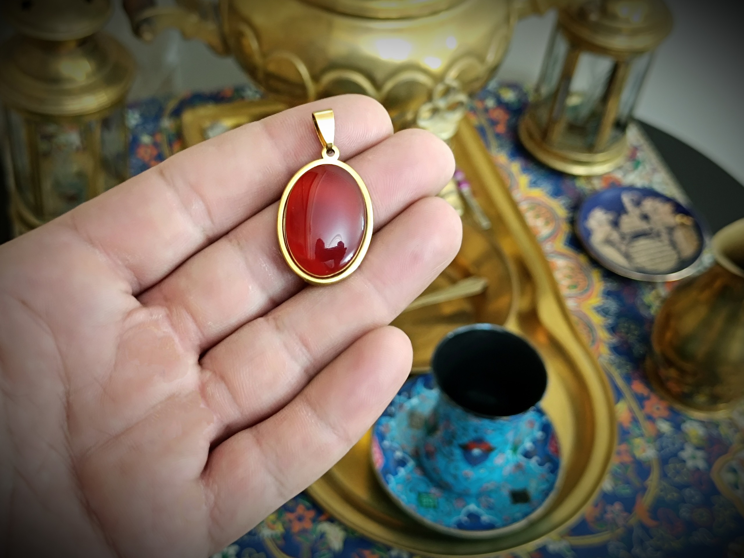 پلاک گردنی استیل با نگین عقیق