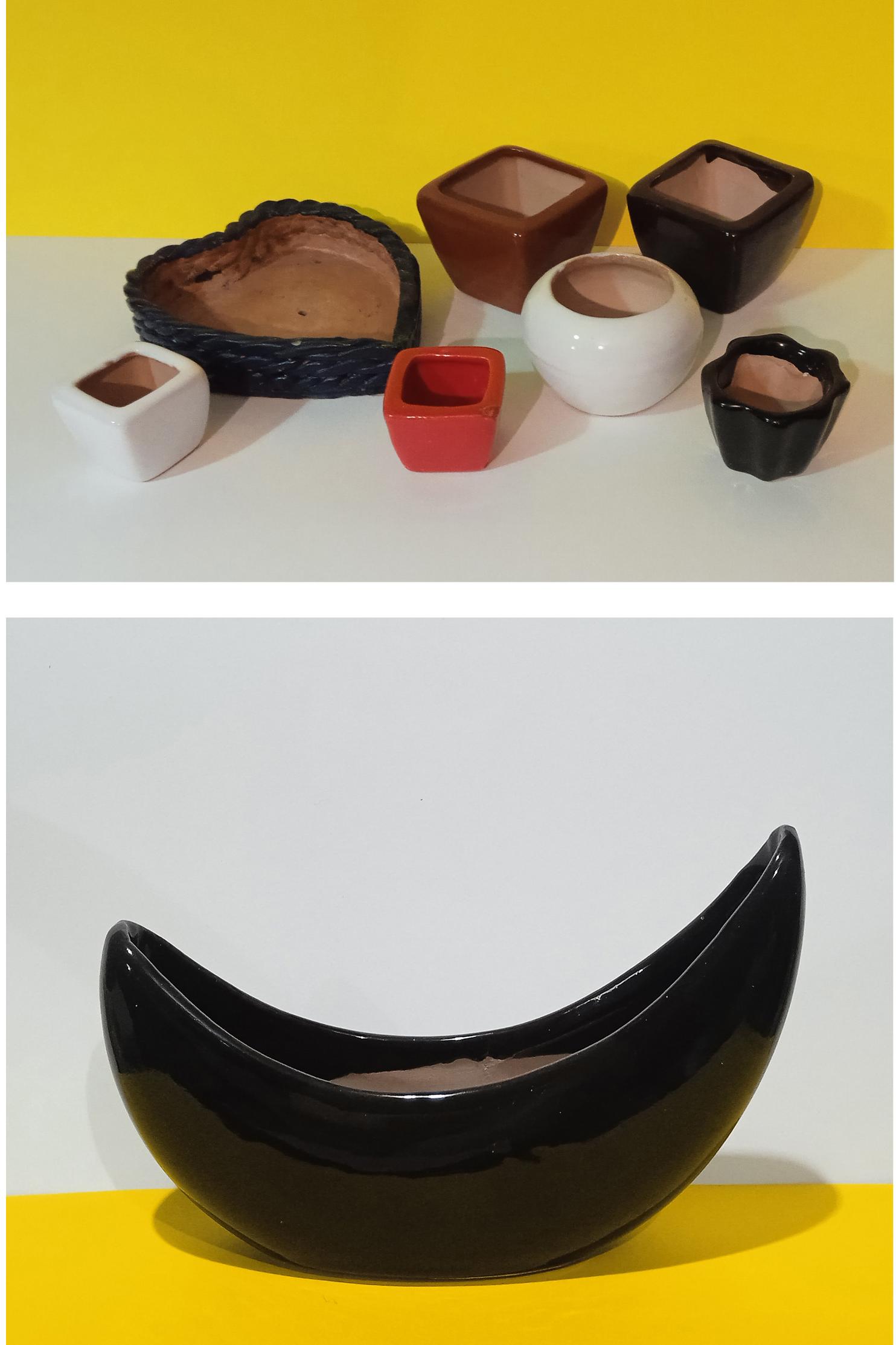 گلدان سفالی و ستون دکوری سفالی