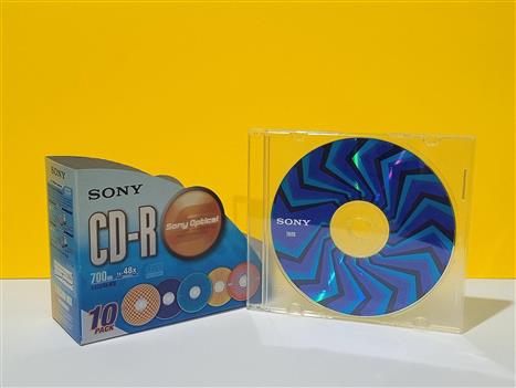 تصویر سی دی CD خام سونی اصل ژاپن قاب دار طرح دار آبی خطی 