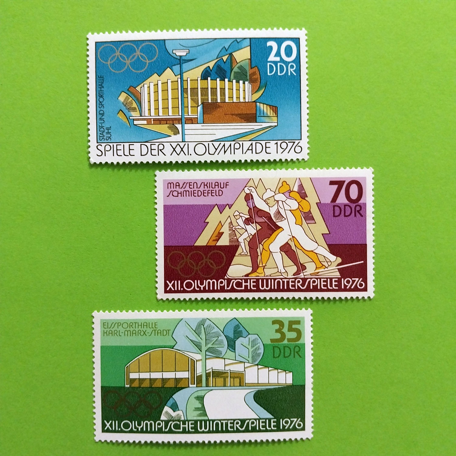3 تمبر ورزشی المپیک زمستانی | آلمان شرقی | 1975