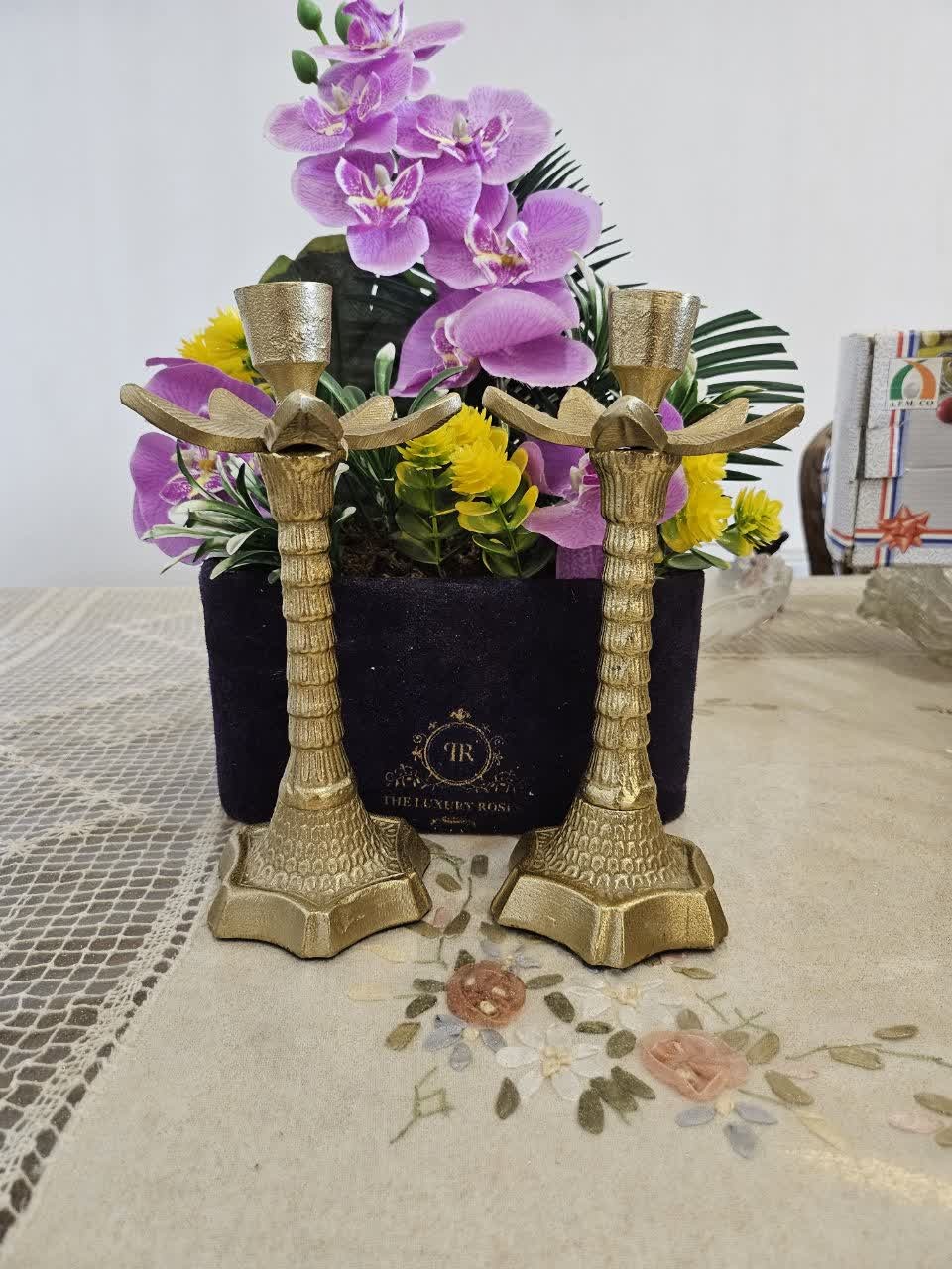 جفت شمعدان قدیمی برنجی