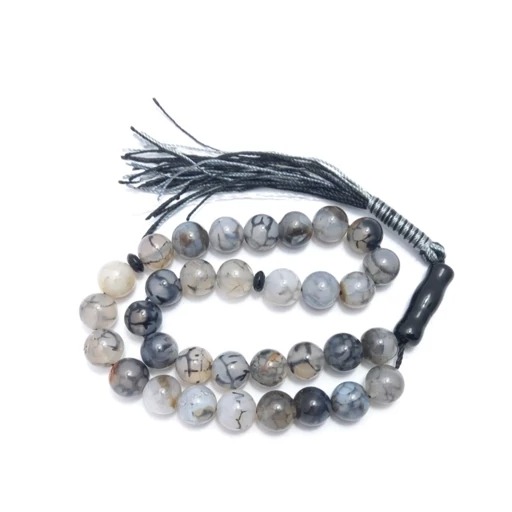 تسبیح عقیق شجر ترکیده 33 دونه اصل معدنی