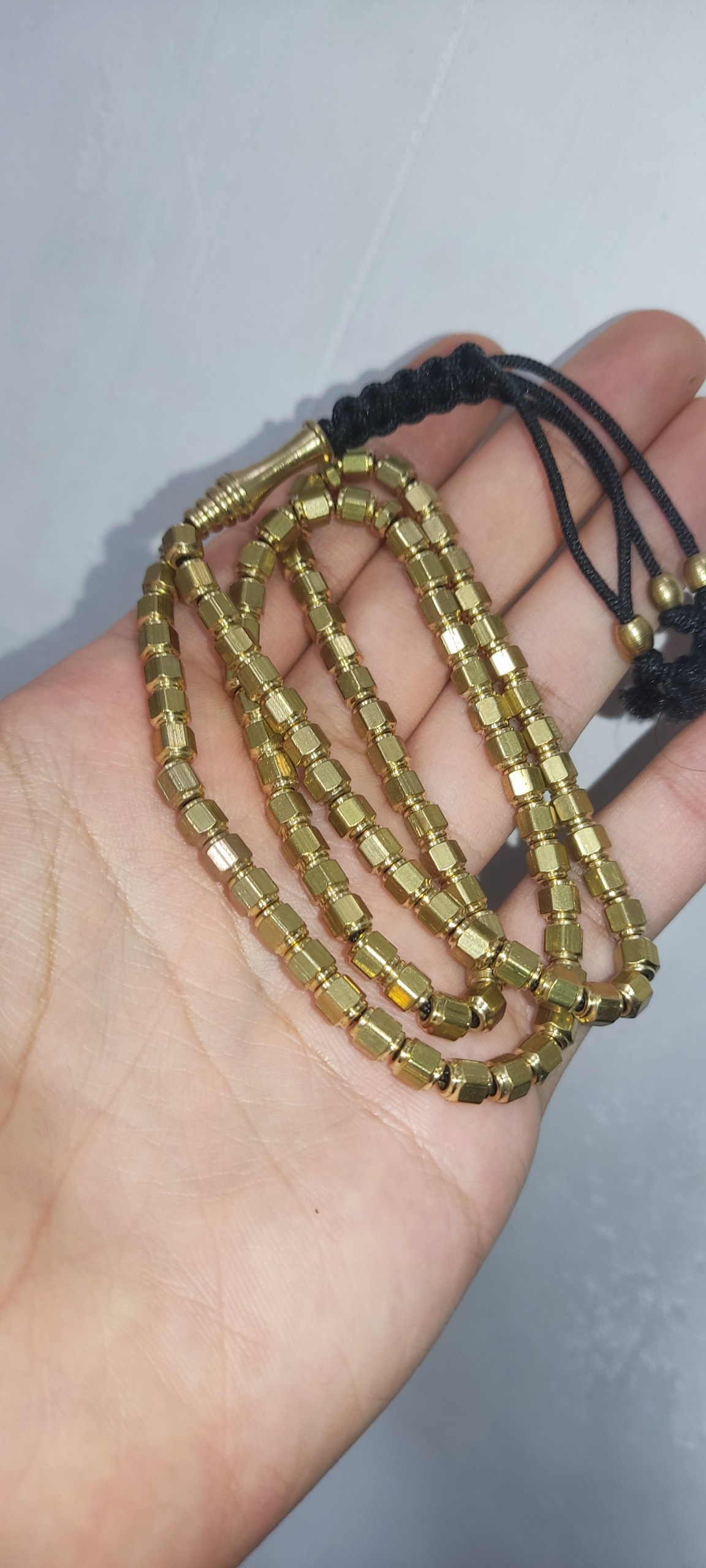 تسبیح برنجی 101 دانه تراش چند وجهی اصل
