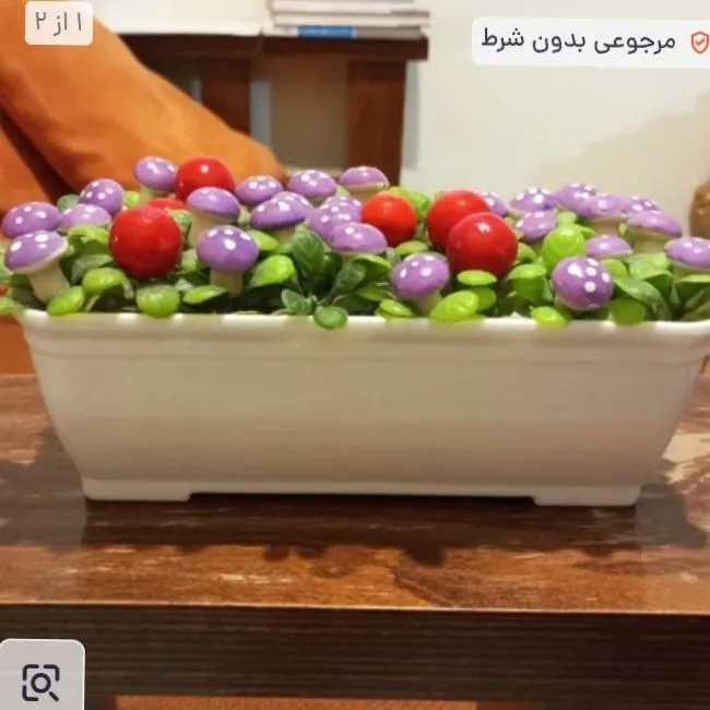 گلدان دکوری طرح قارچ و گوجه فرنگی