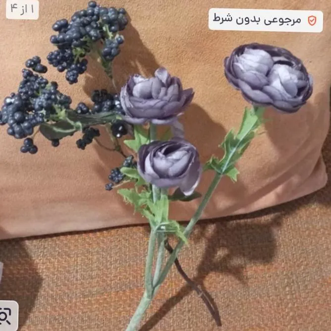 گل مصنوعی رز و بلک بری بنفش