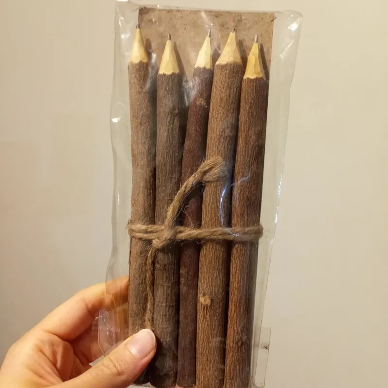 مداد چوبی هنری طرح تنه درخت (5 عددی)