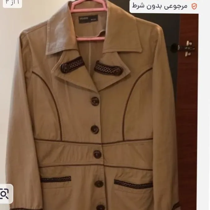 مانتو کتان نسکافه ای دکمه دار سایز 40 و 42