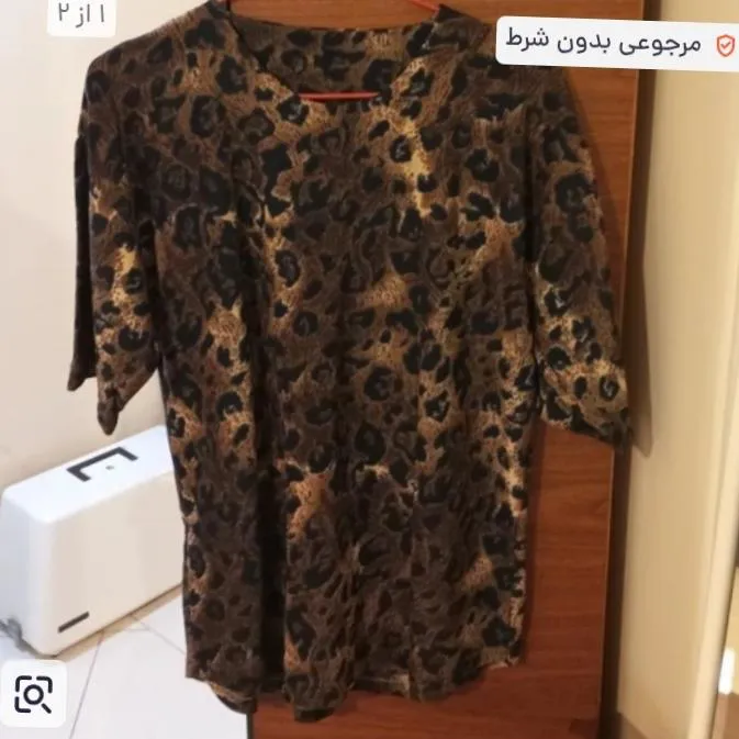 بلوز قهوه ای طرح پلنگی سایز 40 تا 44
