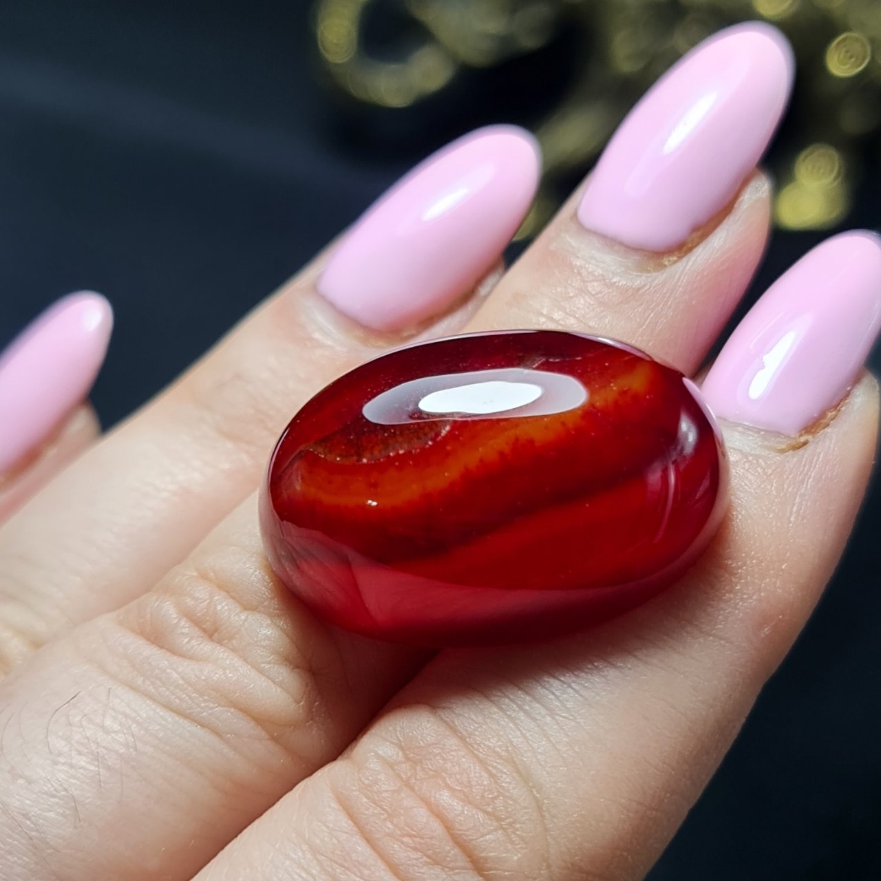 نگین سنگ عقیق آلبالویی معدنی کد T2270