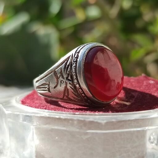 انگشتر عقیق سرخ دستساز کهنه و قدیمی