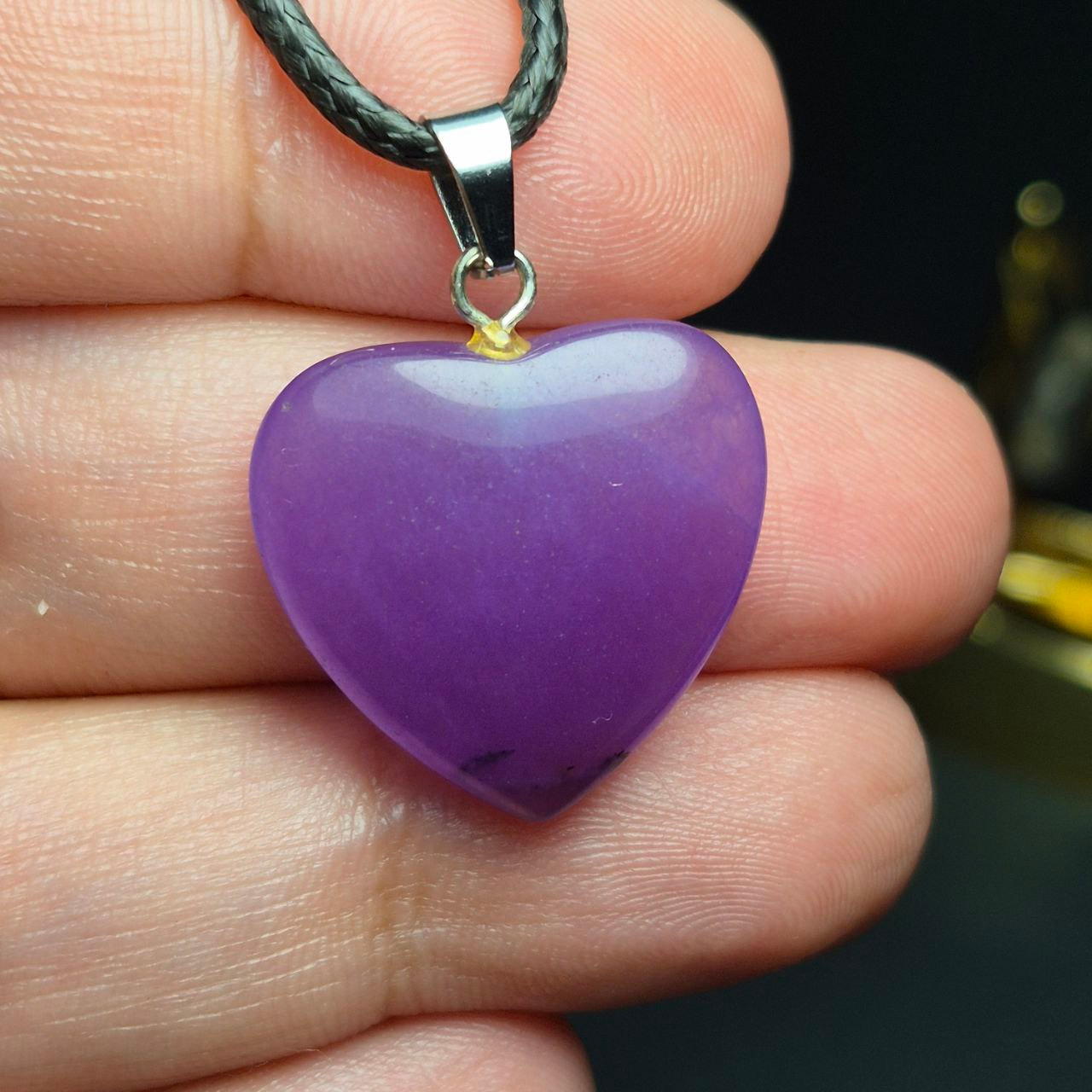 گردنبند سنگ جید معدنی تراش قلبی کد 60466