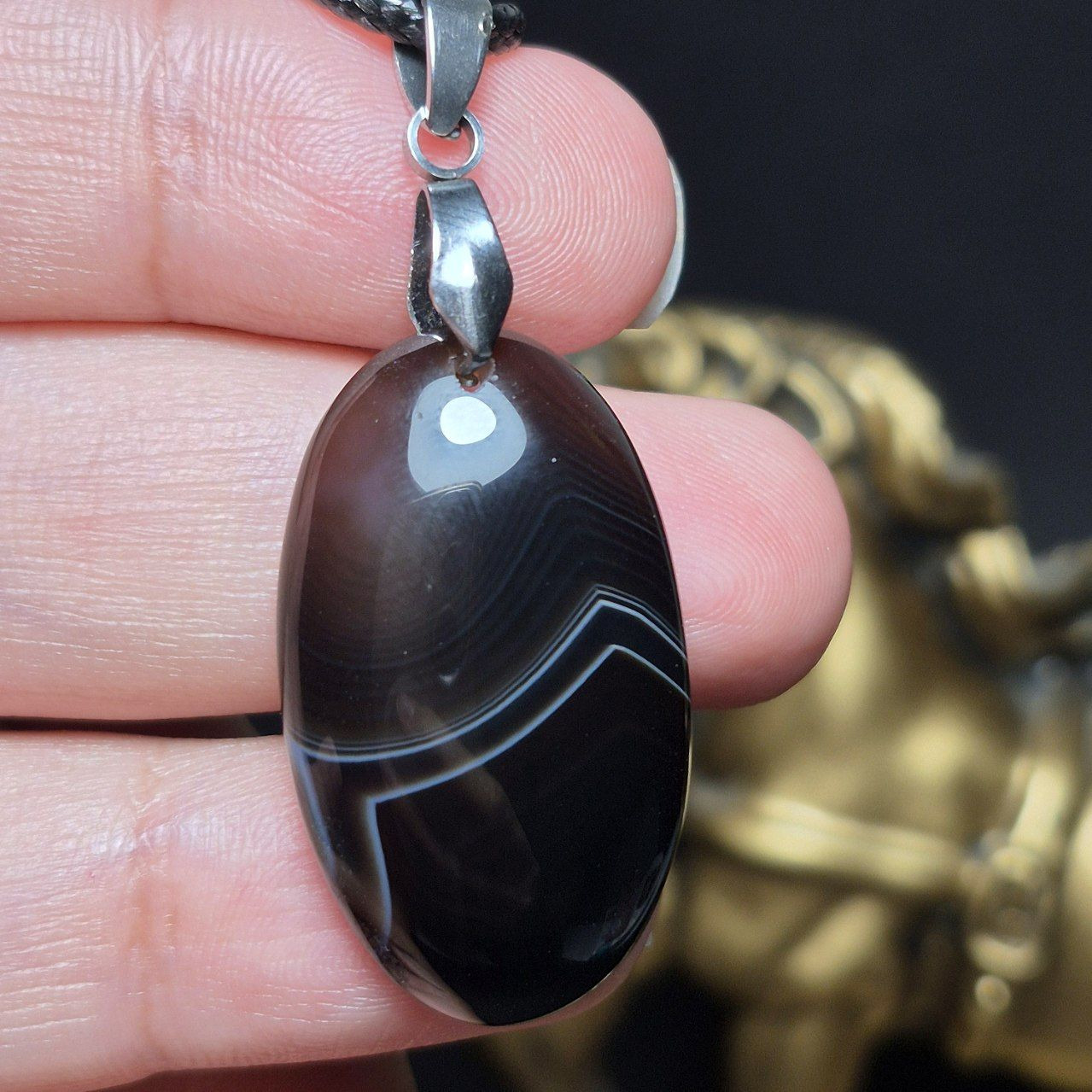 آویز گردنبند سنگ عقیق سلیمانی معدنی کد Z7112