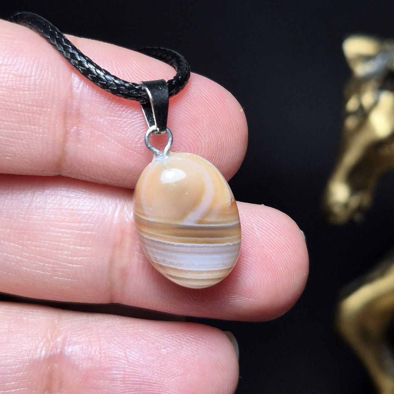 آویز گردنبند سنگ عقیق سلیمانی معدنی کد Z7119