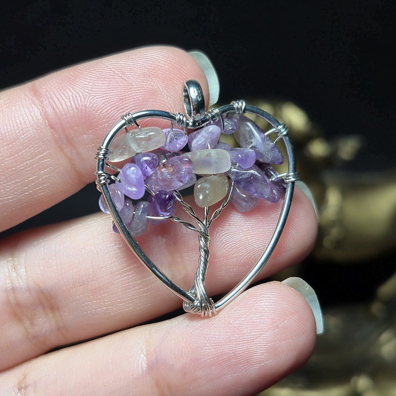 آویز گردنبند سنگ آمیتیست معدنی کد Z7130