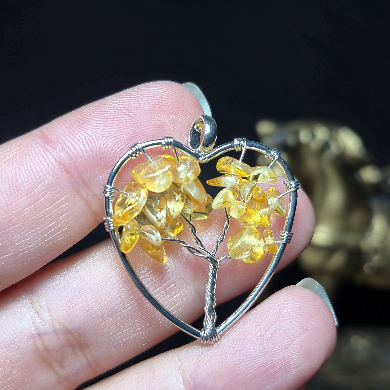 آویز گردنبند سنگ سیترین معدنی کد Z7131