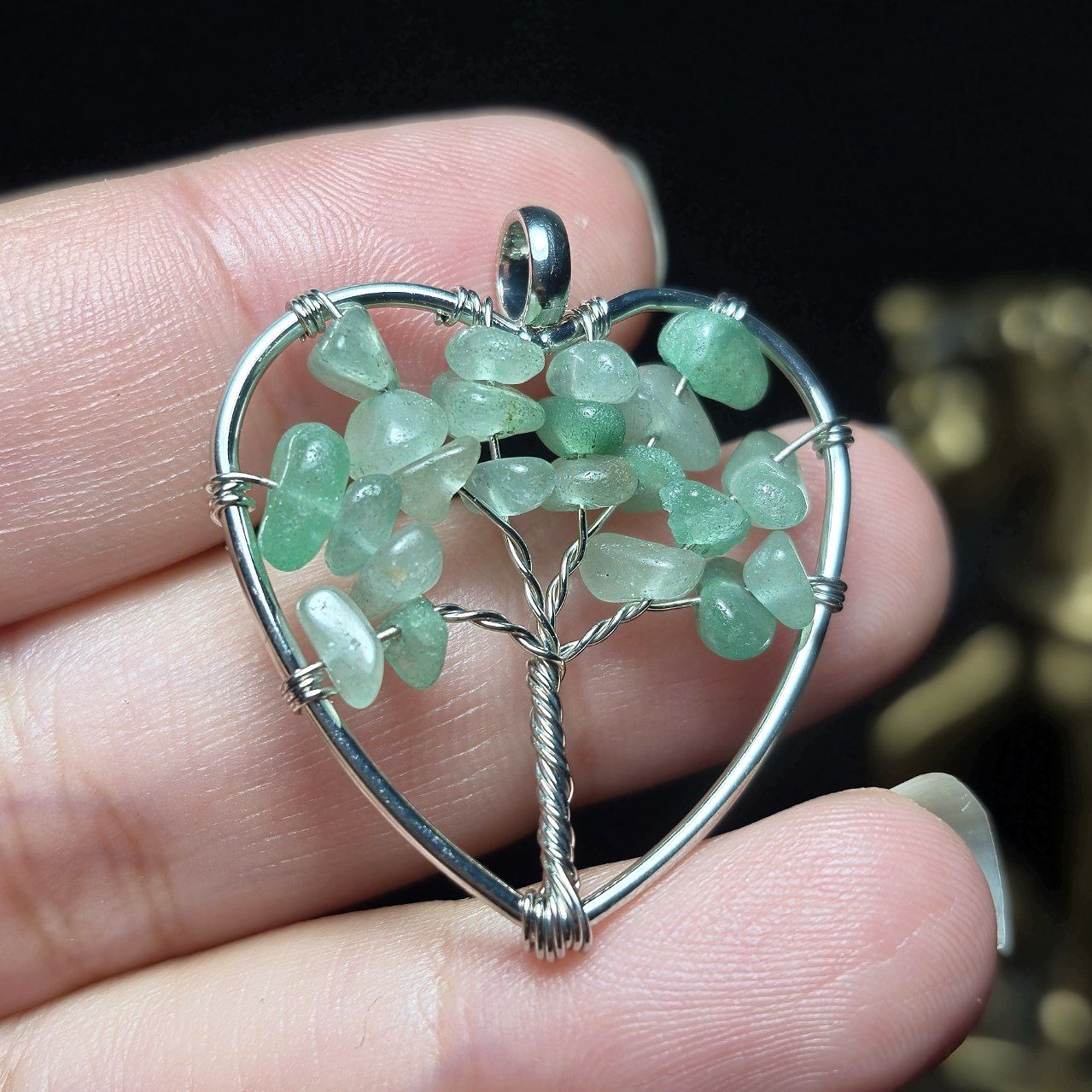  آویز گردنبند سنگ آونتورین معدنی کد Z7132