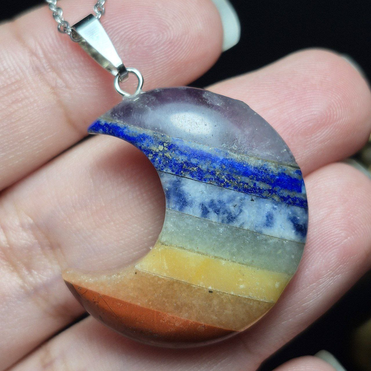  آویز گردنبند سنگ هفت گانه معدنی کد Z7145