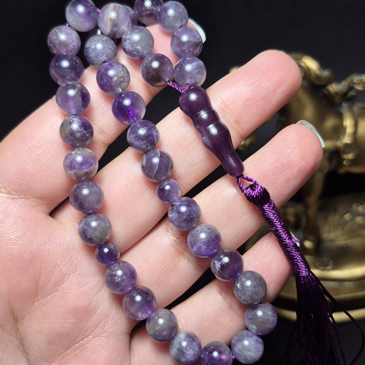 تسبیح 33 دانه آمیتیست معدنی سایز 8 میل کد Z7146