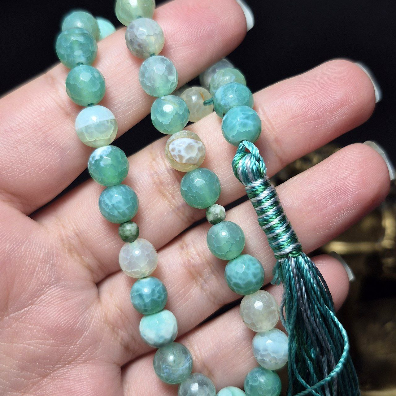 تسبیح 33 دانه عقیق اقیانوسی معدنی کد Z7148