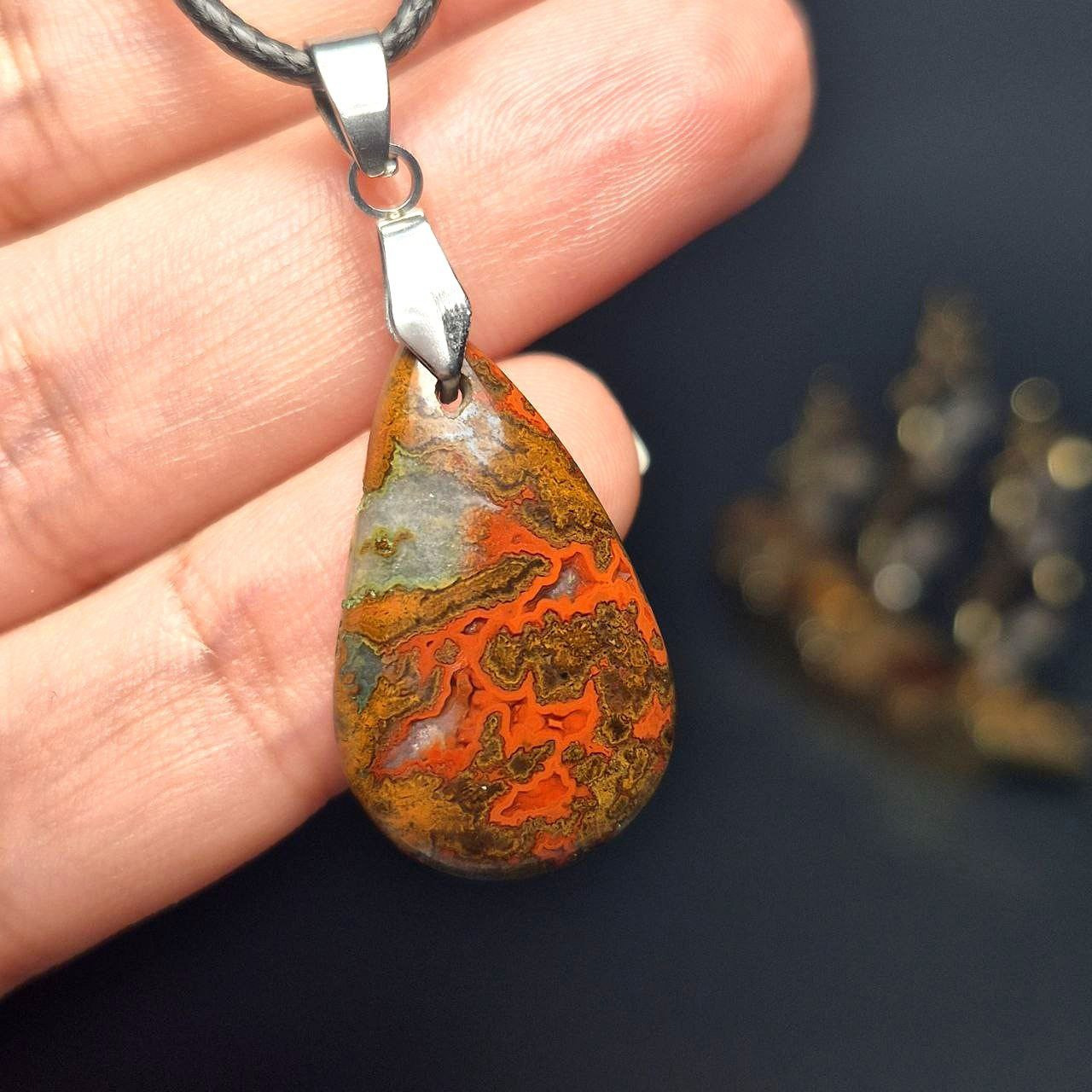 آویز گردنبند سنگ طبیعی سیم آگات معدنی کد 60378