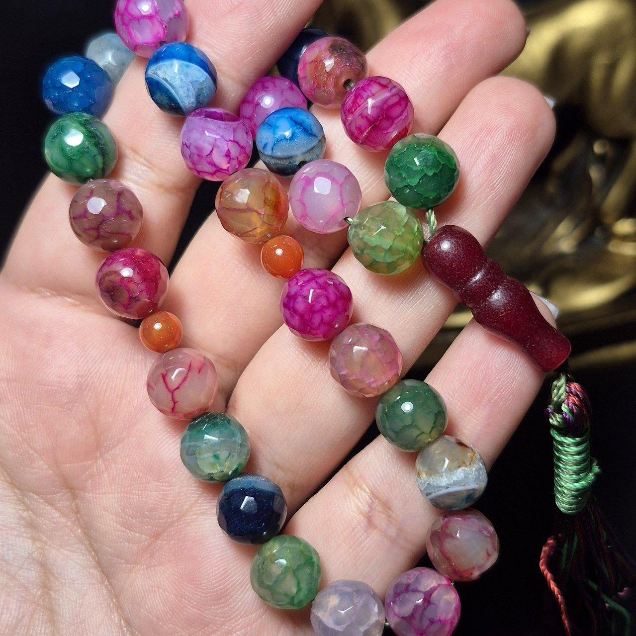  تسبیح 33 دانه عقیق رنگی معدنی  کد k1199