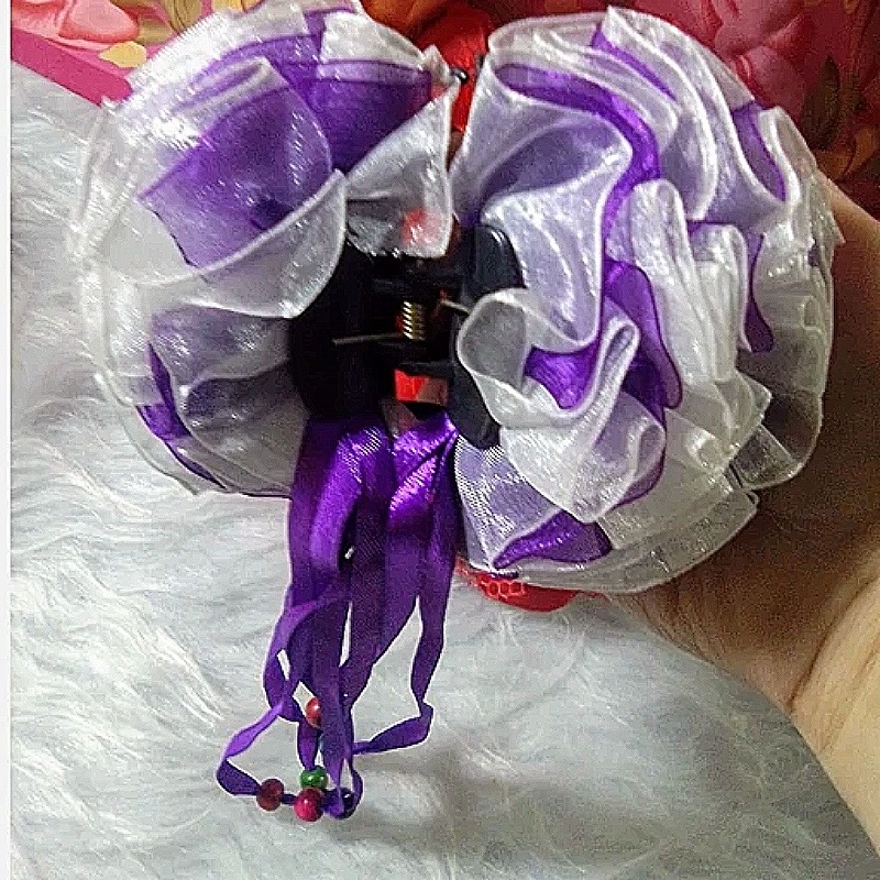 کلیپس مو پارچه ای طرح گل میخک،(یاسی)