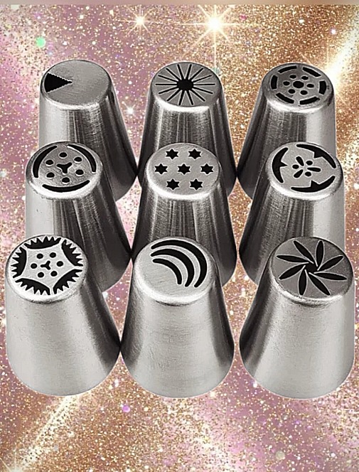 ماسوره قنادی سایز بزرگ تمام استیل بسته 9 عددی