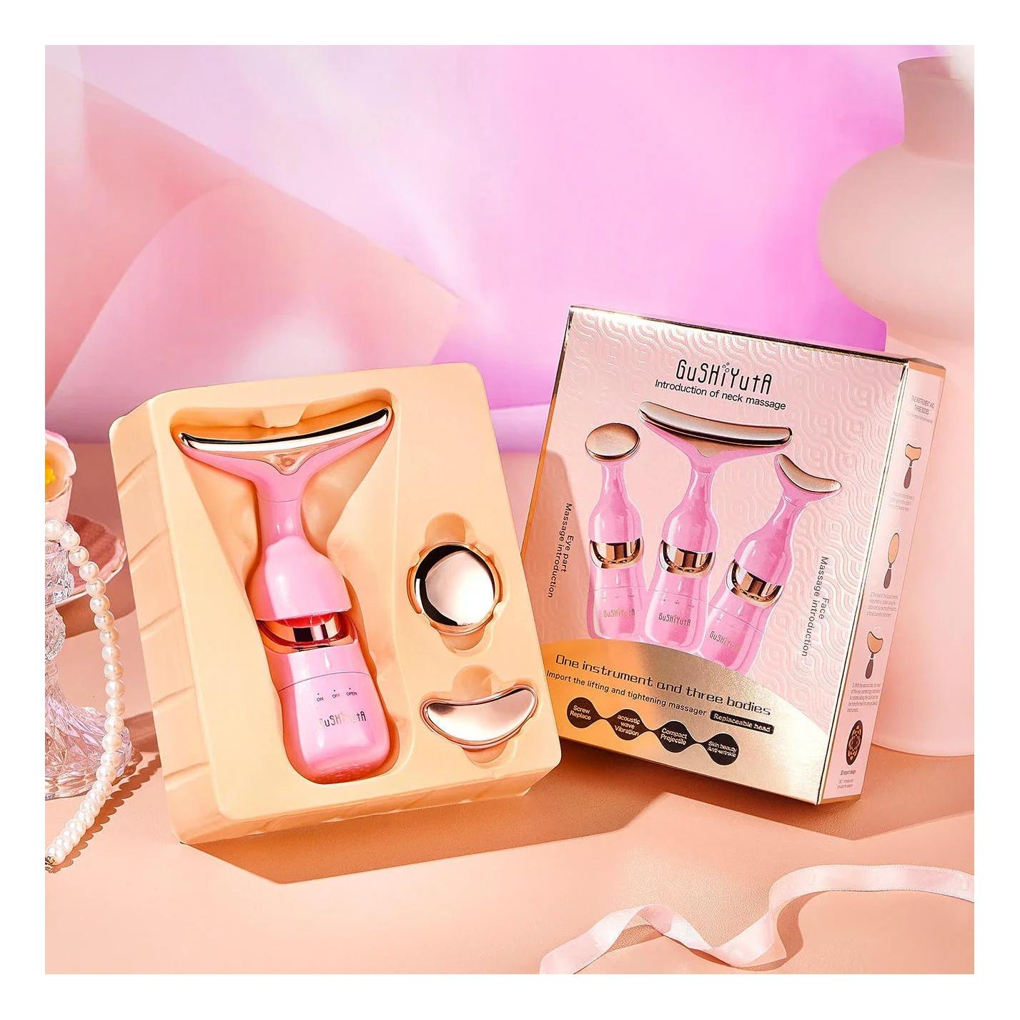 ماساژور و لیفت صورت ویبره دار 3 سری (صورتی)