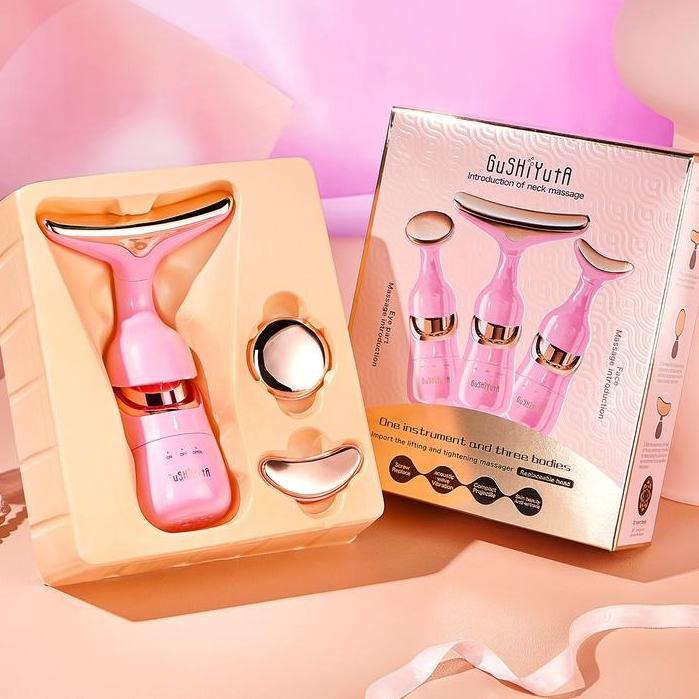 ماساژور و لیفت صورت ویبره دار 3 سری (صورتی)