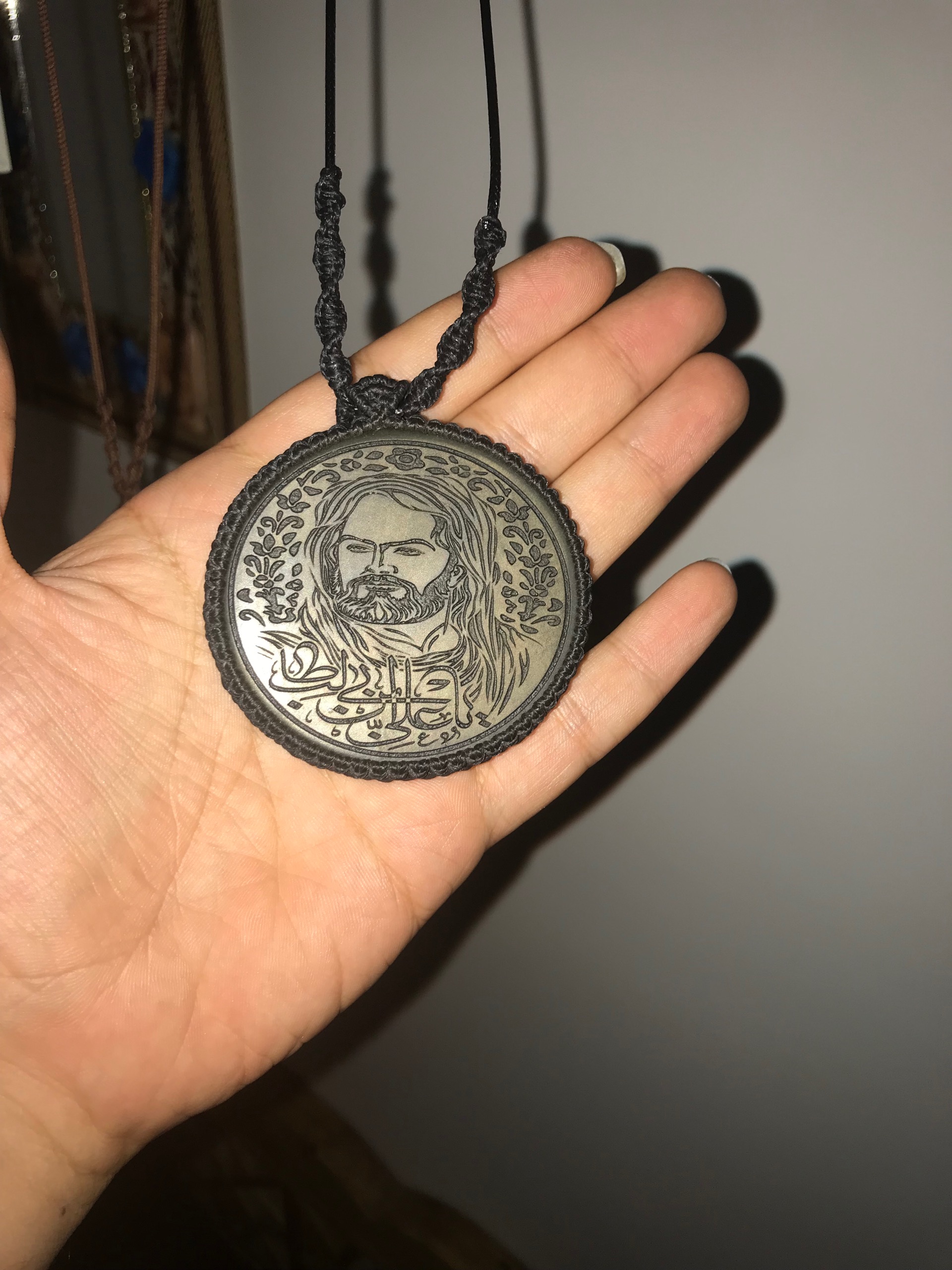 گردنبند یشم سبز شمایل حضرت علی